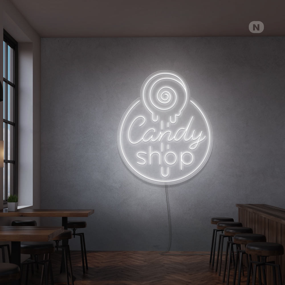 Neonskilt Godteributikk