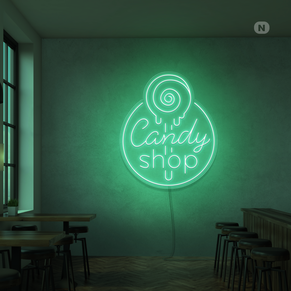 Neonskilt Godteributikk