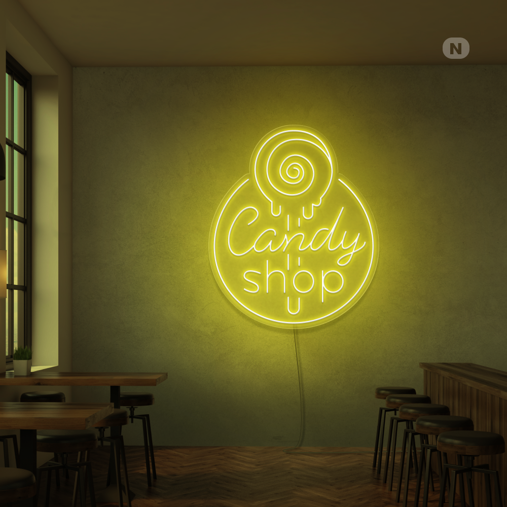 Neonskilt Godteributikk