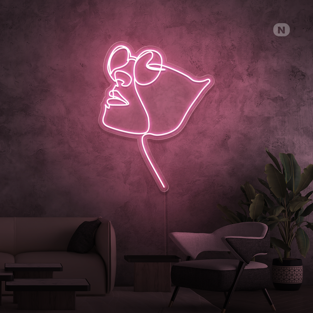 Neonskilt Ansikt med briller