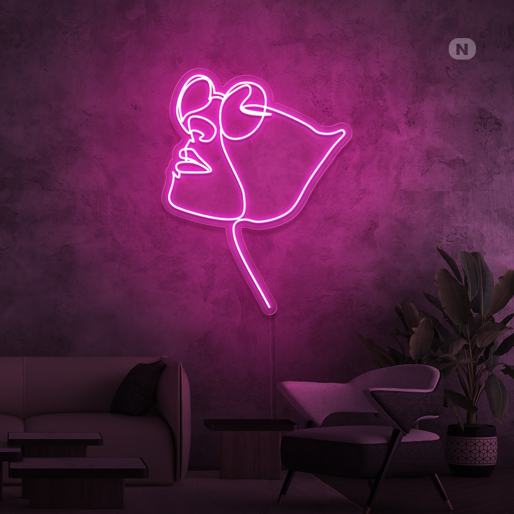 Neonskilt Ansikt med briller