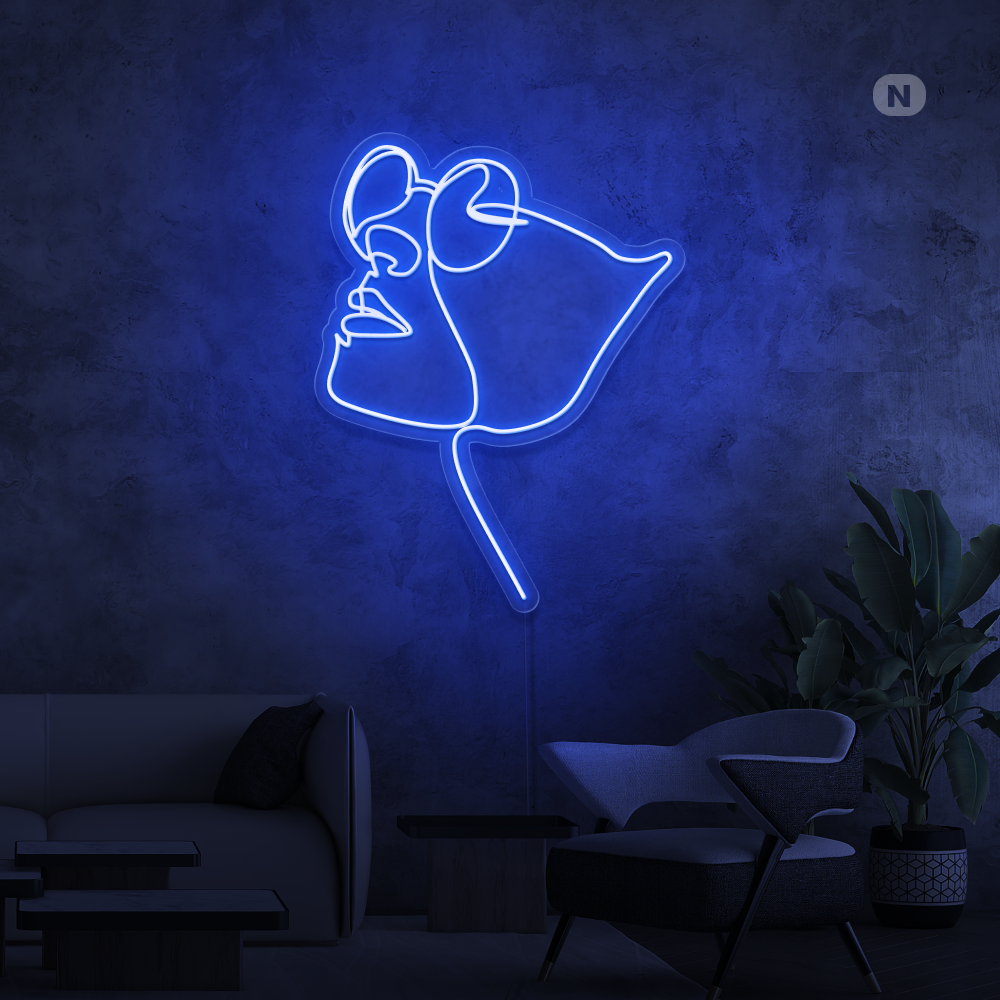 Neonskilt Ansikt med briller