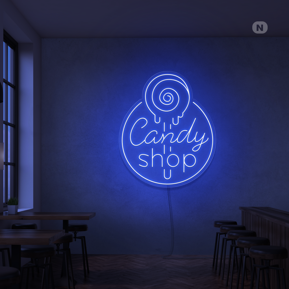 Neonskilt Godteributikk