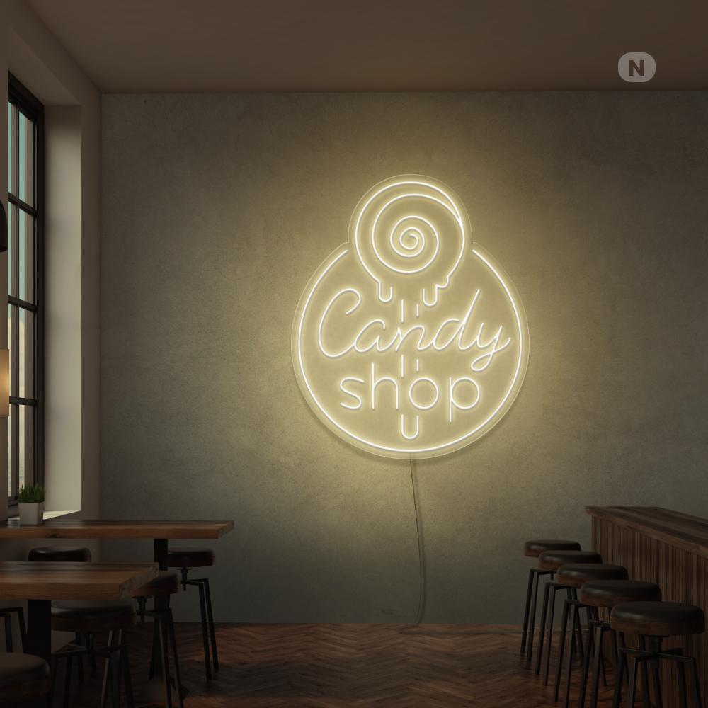 Neonskilt Godteributikk