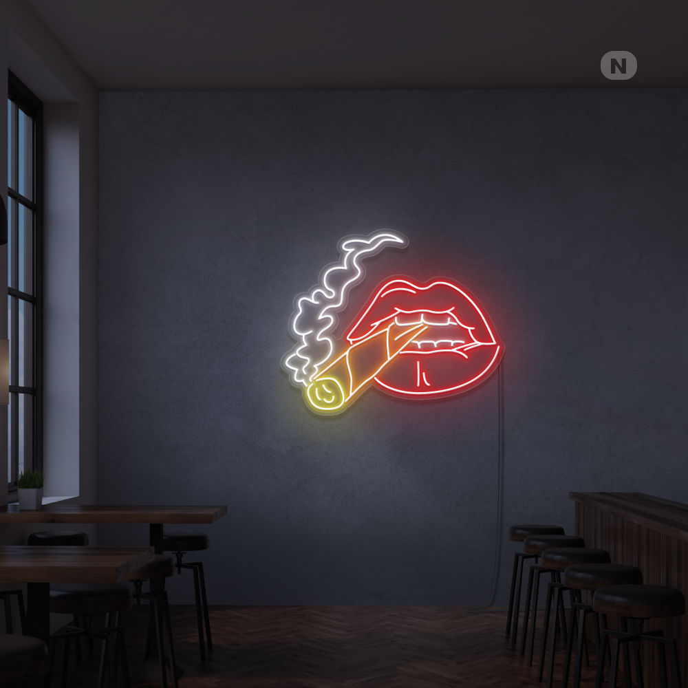 Neonskilt røykeleppe