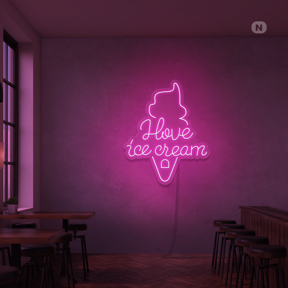 Neonskilt I love ice cream